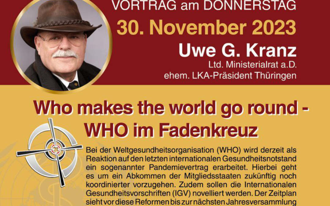 Vortragsabend mit Uwe G. Kranz zur WHO